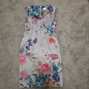 Calvin Klein Floral Sheath Kentucky Derby Dress in Multi-Color Size 8